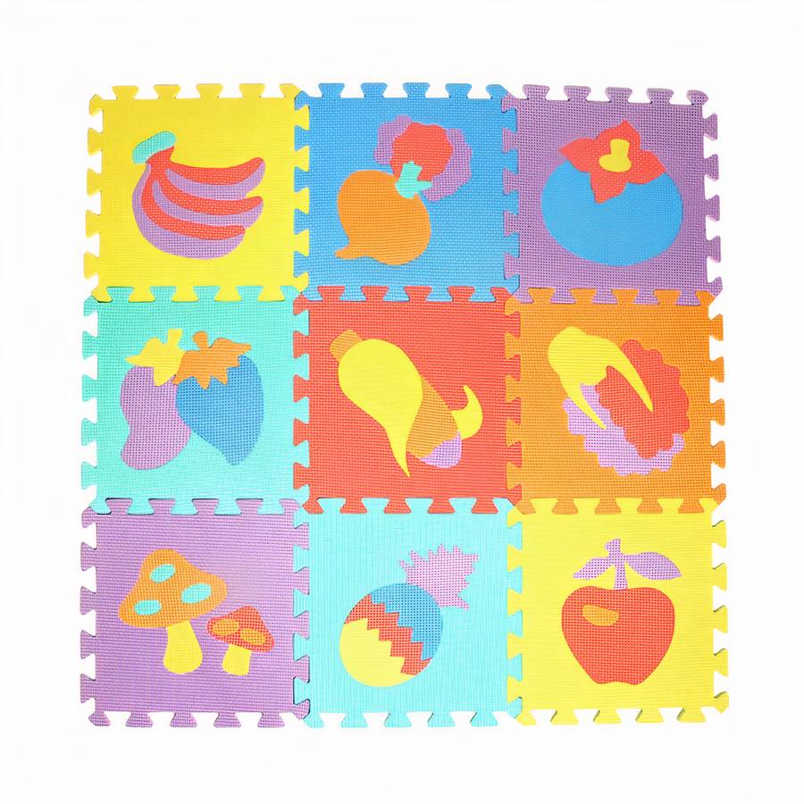 Tapis de motricité en mousse puzzle fruits 10 pièces pour bébé