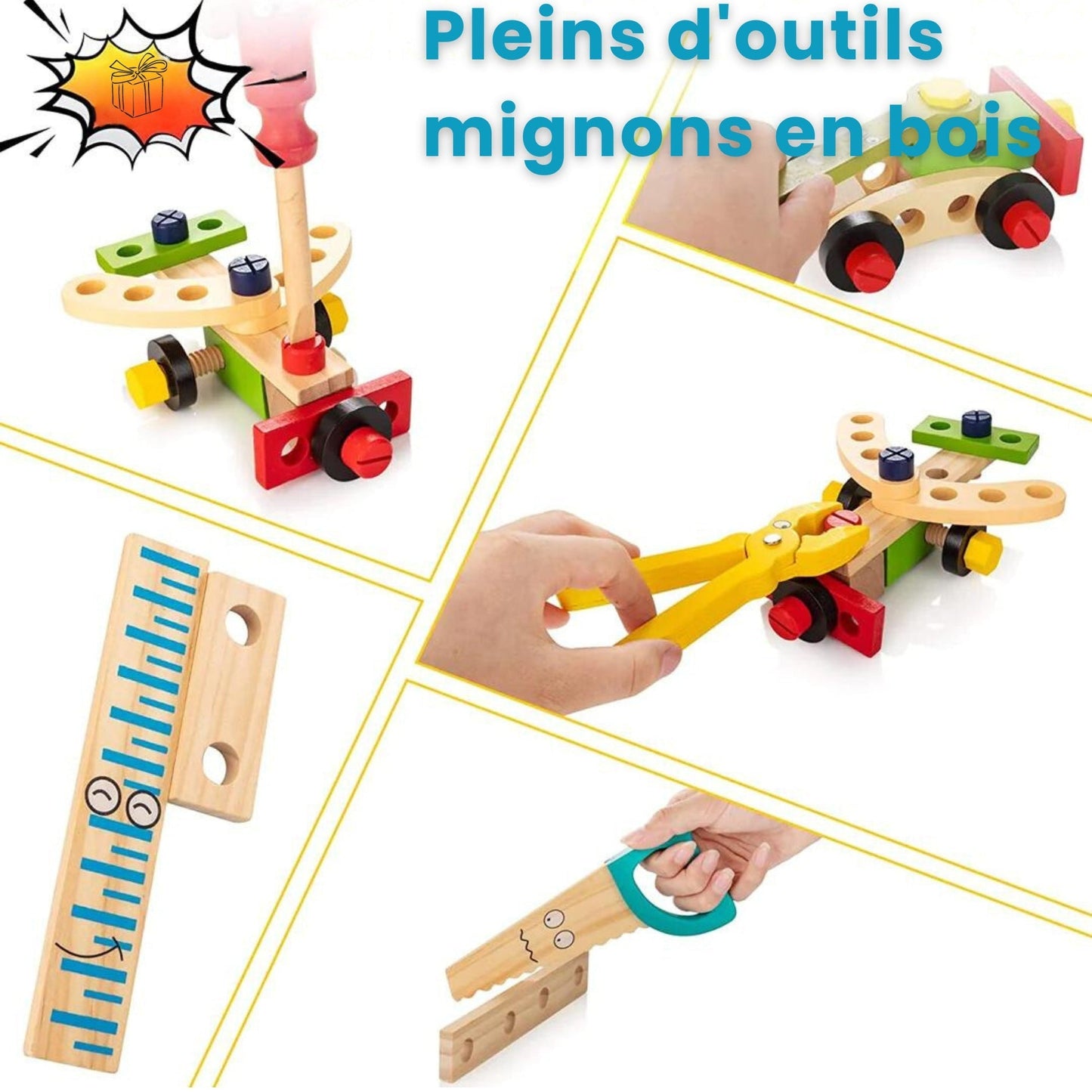 Boîte à outils en bois montessori - éveil et apprentissage par le jeu