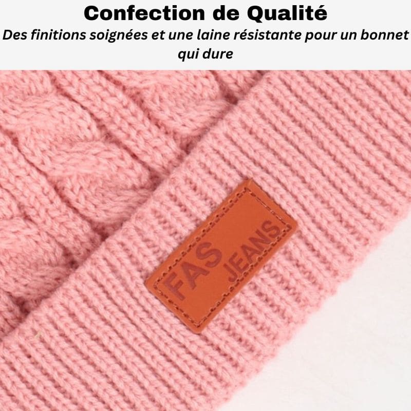 Bonnet en laine à double pompon pour bébé