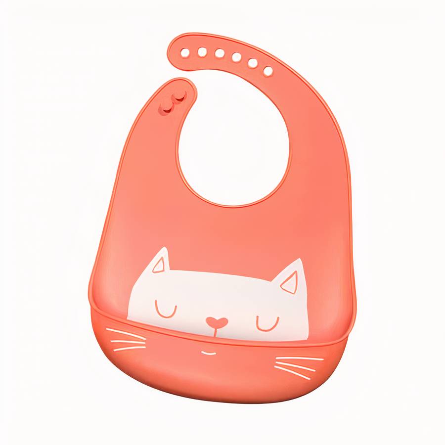 Bavoir en silicone imperméable à motif de chat pour bébé