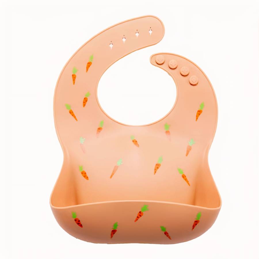 Bavoir en silicone imperméable avec imprimé de carottes pour bébé