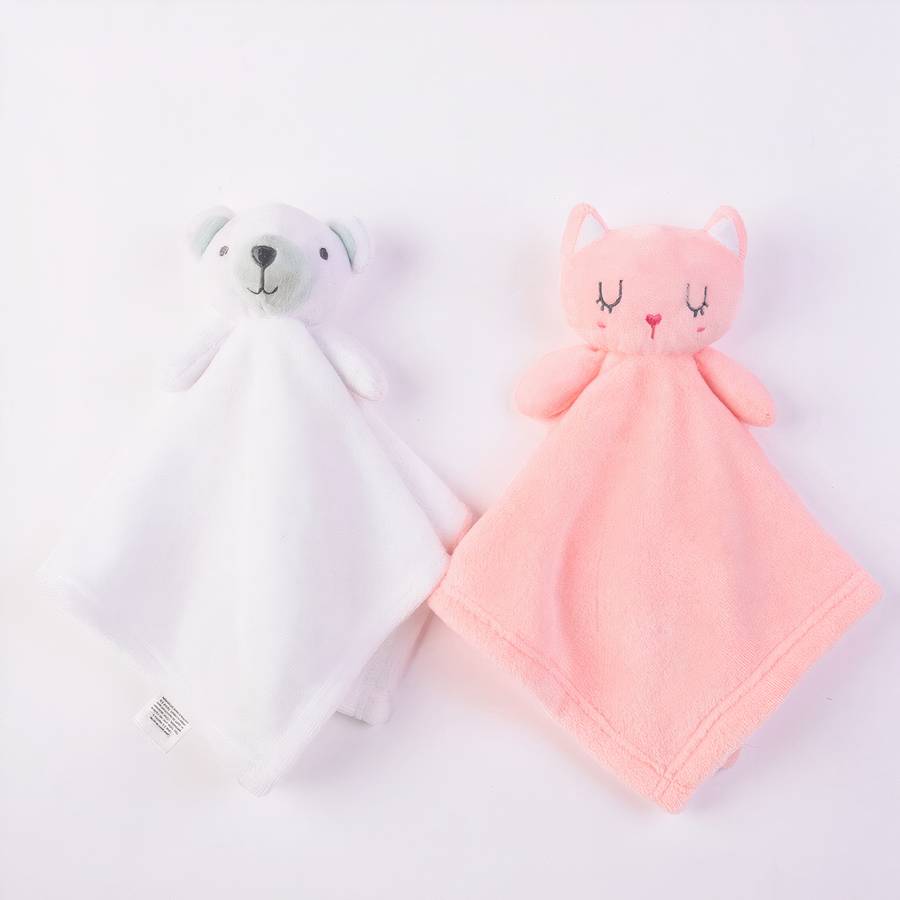 Peluche animale avec serviette pour bébé