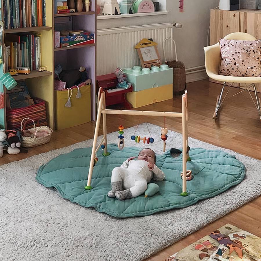 Tapis de parc en forme de grande feuille en coton pour enfant