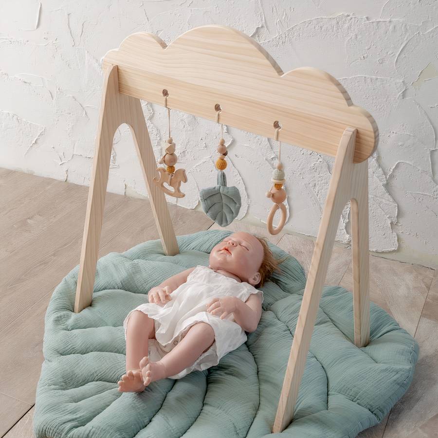 Tapis de sol bébé vert en coton pour bébé