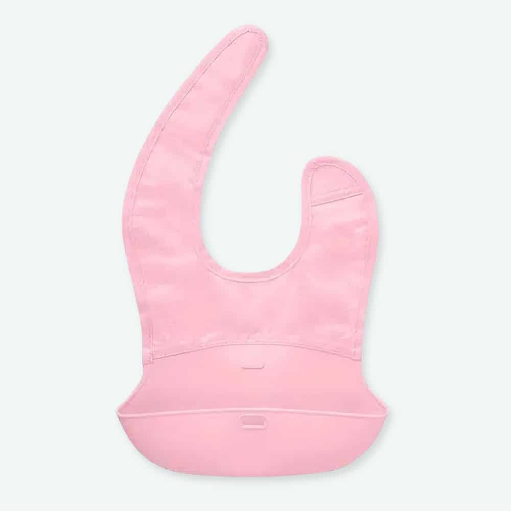 Bavoir en polyester et silicone rose