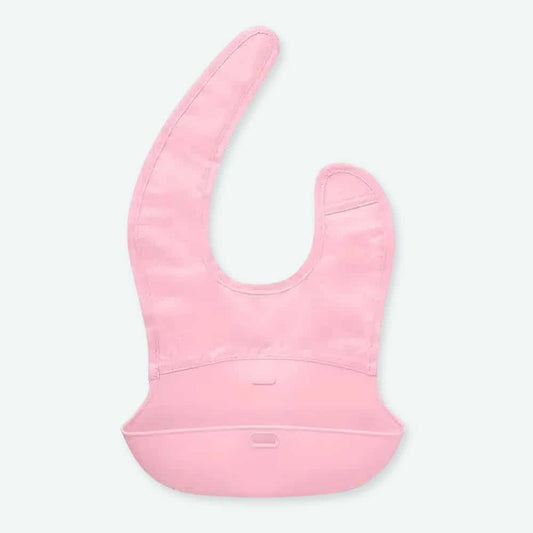 Bavoir en polyester et silicone rose