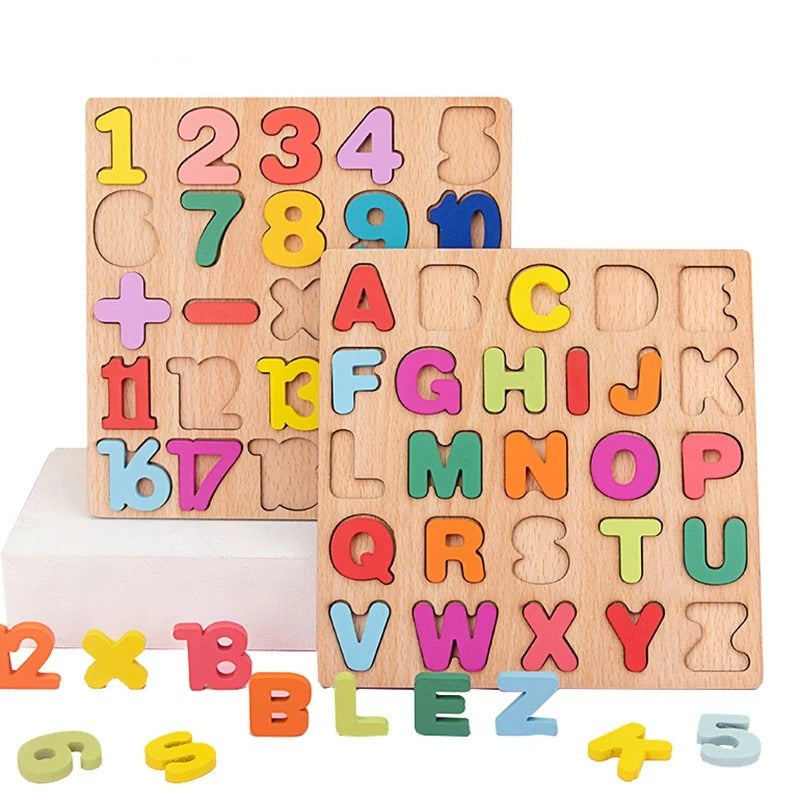 Puzzle alphabet chiffres et formes géométrique