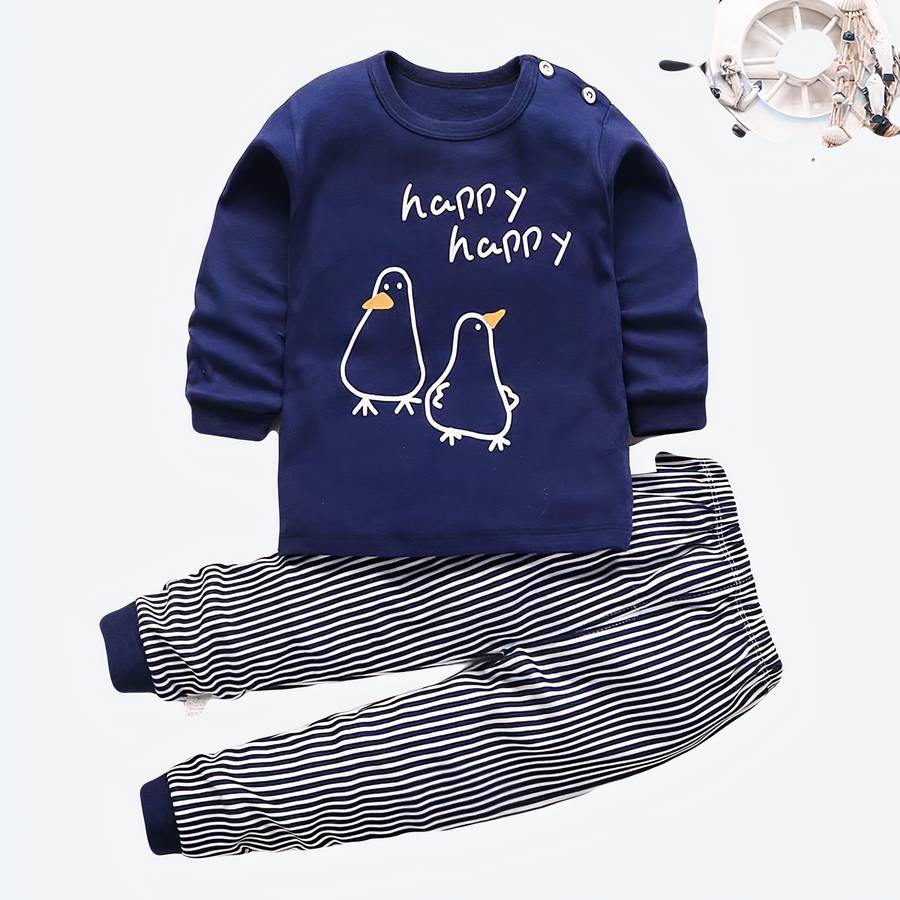 Pyjama bleu pour bébé avec pingouins