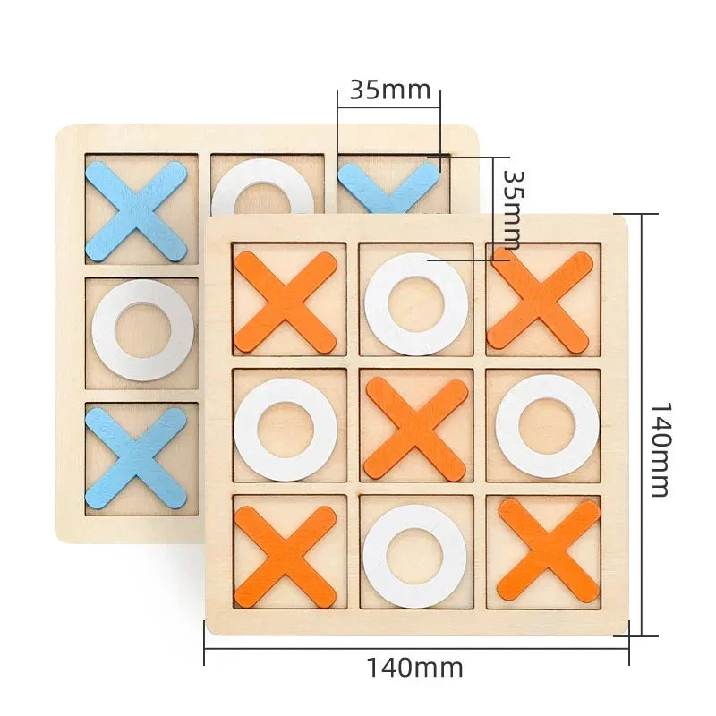 Jeu de morpion en bois montessori - pour enfants et adultes