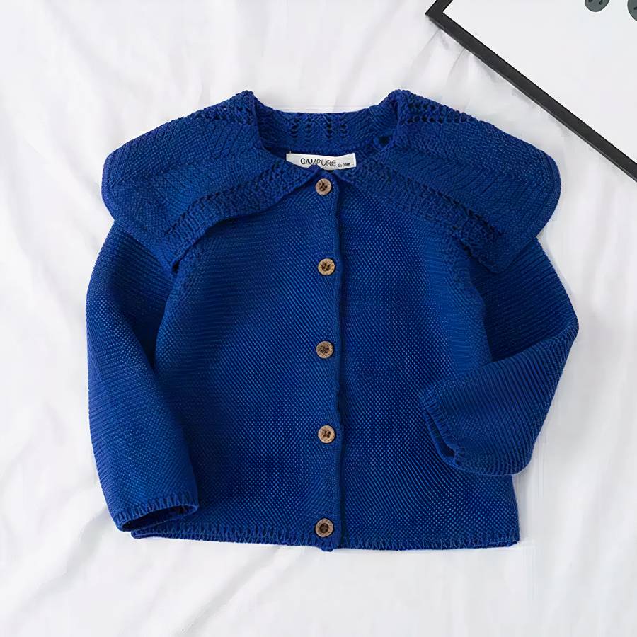 Cardigan tricoté pour bébé avec col à pétales